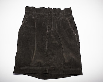 Dark brown velvet high waist skirt
