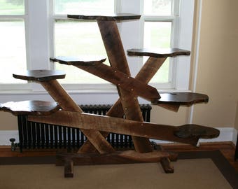 Black walnut display slelf with live edge shelves