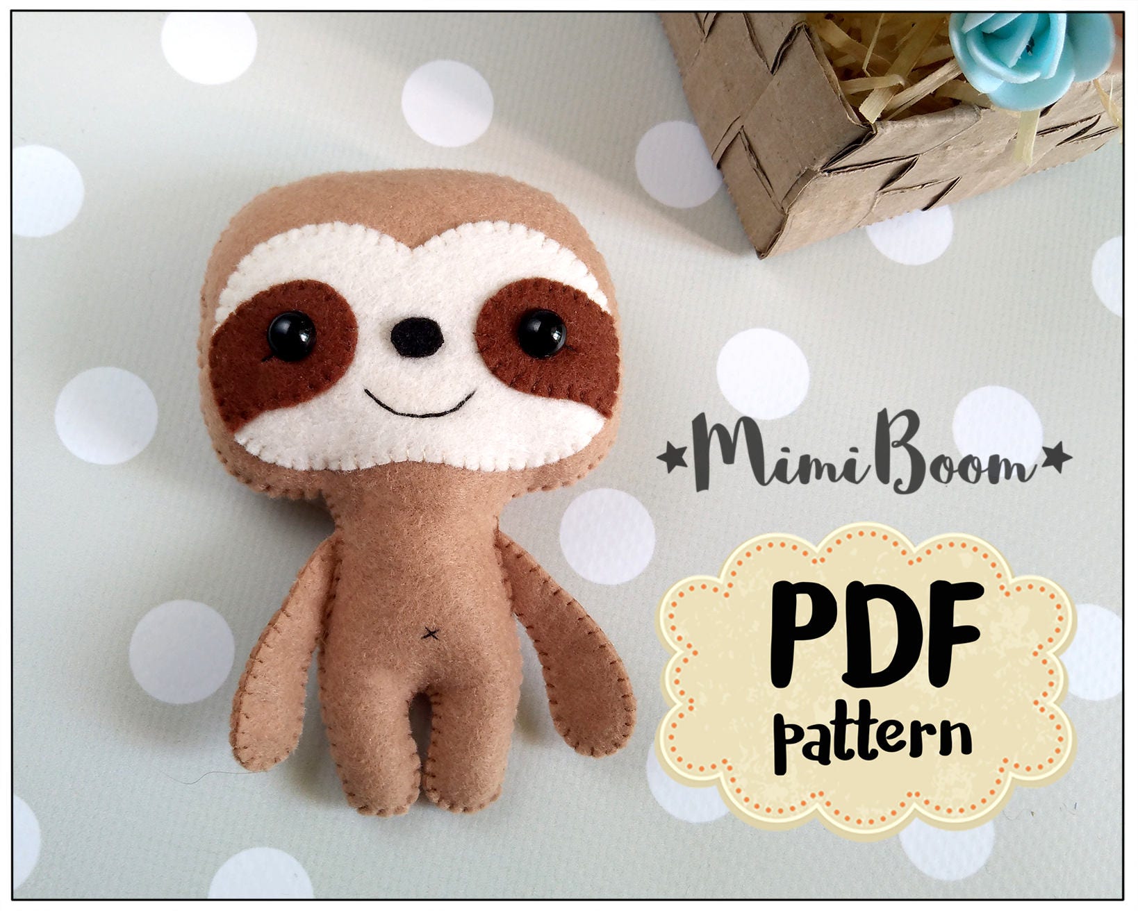 pdf-pattern-felt-sloth-pattern-sloth-sewing-pdf-tutorial-diy