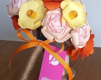 Bouquet Orange paper Flowers
