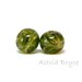 Olive Drift Rounds Artisan Lampwork Bead Pair-Gorgeous transparent olive glass with fine Italian silver over crystal clear transparent glass