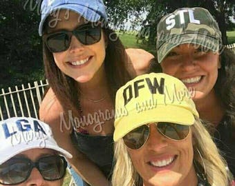 Any City Airport Code Hat - Embroidered You Pick The City Aviator Hat - Airport Code Letter Baseball Hat -International Airport Code Cap