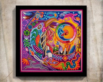 Huichol Print, Mexican Art, Mexican Digital Art, Mexican decor, Huichol Art, Mexican Print, Digital Print, Mexican wall art,Mexican Painting