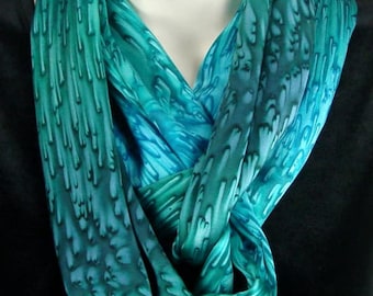 Teal/Turquoise Silk Infinity Scarf