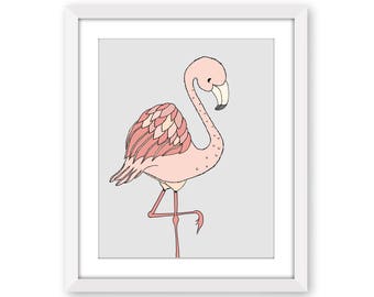 Nursery Art -- Flamingo -- Nursery Decor -- Bird Nursery Art -- Girls Room -- Children Art -- Kids Wall Art