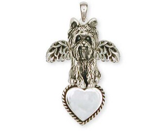 Solid Sterling Silver Yorkshire Terrier Angel Yorkie Charm Jewelry YK12-ATP