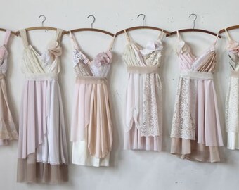 Custom Bridesmaids Dresses in Pale Pinks and Neutrals