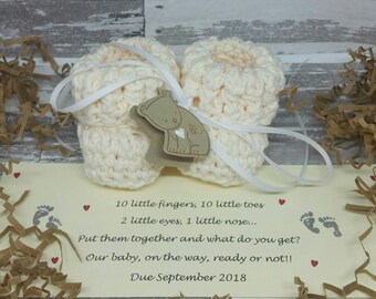 SHIPS SAME DAY, Grandparent baby announcement, Baby Announcement, Newborn Baby Booties, Pregnancy announcement, Grandparent pregnancy reveal