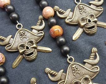 Set of 10 Skull and Crossbones Pirate Keychains / Fish Extender Gifts