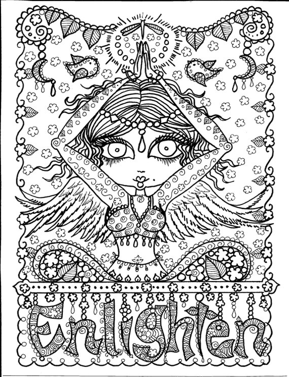 Download Instant Download Enlighten Yoga Art to color/digi stamp/adult