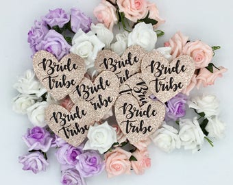 Rose Gold Hen party badges. Team Bride / Bride Tribe Hen do badge. Hen night badge. Fabric badges Hen Party Badges