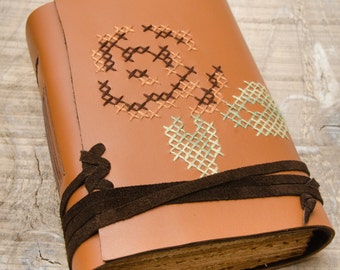 Tan Brown Leather Journal, Handbound Journal, Leather Diary, Notebook