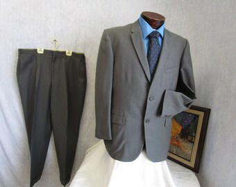 60s 46R Suit Fleet Street 2 Button Jacket Pants Gray Tip Top Tailors