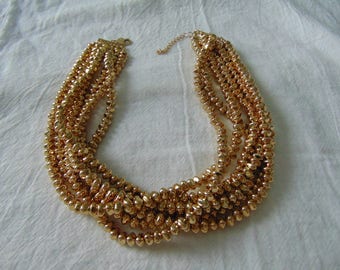 louis dell'olio gold metallic multi strand torsade necklace mint signed gold necklace