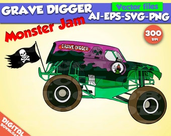 Grave Digger svg Monster Jam svg Monster Truck svg Monster Jam clipart Grave Digger birthday Grave Digger printable Grave Digger digital