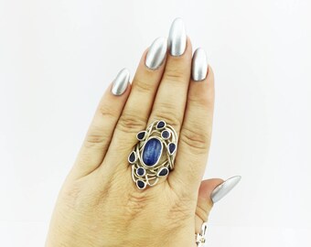 Kyanite & Iolite Ring Blue Purple 925 Sterling Silver 18.22 Grams Size 7