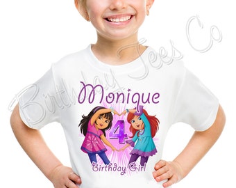 Dora and Friends Birthday Shirt Add Name & Age Dora The Explorer Custom Birthday Party TShirt