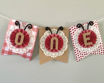 Ladybug First Birthday Banner- Ladybug Banner- Ladybug Bunting- First Birthday Banner- First Birthday Bunting- Ladybug First Birthday Decor