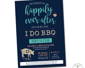 I Do BBQ Wedding Invitations, Casual Wedding Invitation, Engagement Party Invitation, Elopement Reception Invitation, Fully Customizable