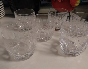 6 vintage crystal cut Waterford old fashion lowball glasses
