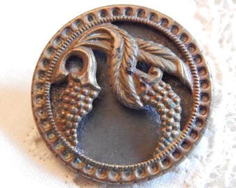 Pierced Floral Antique Button with Raised Design