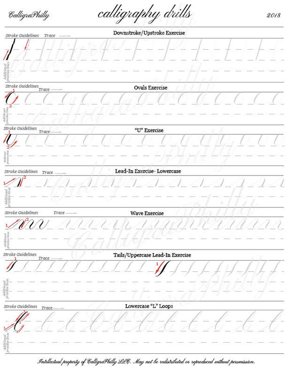 Copperplate Calligraphy Practice Drills: Printable Worksheet