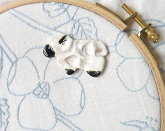 Sheep Needleminder, Ceramic Porcelain Clay