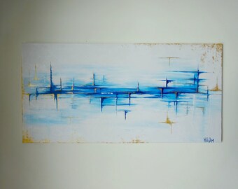 NEW White Abstract Painting White Gold Abstract Painting Art Modern Original Large Canvas Impasto Texture Palette knife
