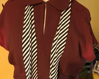1930/40's Brown Crepe Rayon Dress