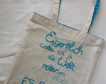 Shopping Bag-"It's raining"-embroidered carrying bag