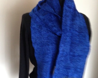 Handwoven blueberry rayon chenille scarf