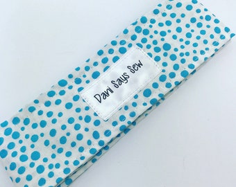 Turquoise and White Polk Dot Gender Neutral Fabric Diaper Strap