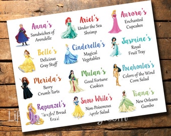 Princess Party Food Tags