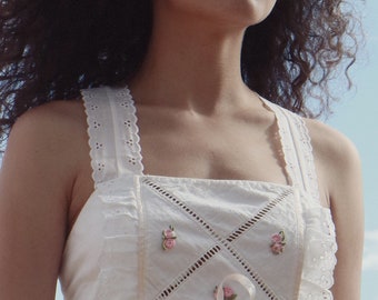 1960s Scalloped Prairie Maxi Dress