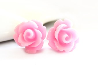 SALE - Light Pink Rose Stud Earrings