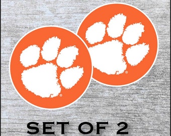 Clemson Tigers Sticker Decal Vinyl SET OF 2 (12", 17") Cornhole Car Truck Any Flat Surface Wrap