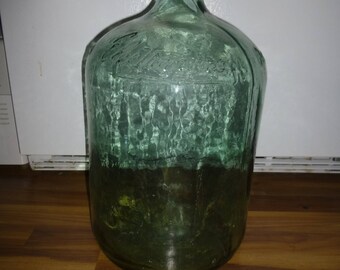Wonderful 5 Gallon glass water bottle - carboy - Electropura Agua - relief lettering - rare Mexican 10" diameter form