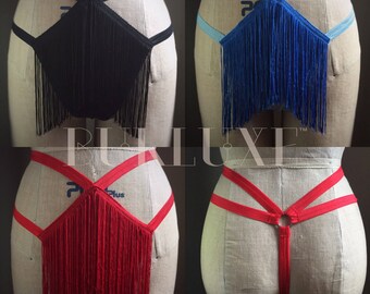 Shimmy Fringe Burlesque Cage Thong Panties Made to Order