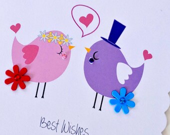 Handmade Birdy Love Wedding Card - Celebration / Wedding cards