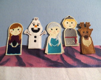 Frozen Disney Movie Inspired Finger Puppets, let it go, stocking stuffer, gift for children, gift under 15