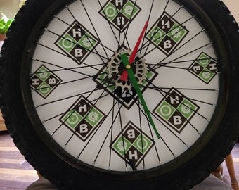 Custom clock made from recycled bike parts