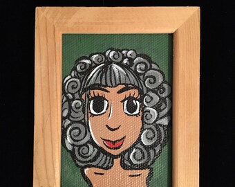 Grey Curls, Original Small Painting
