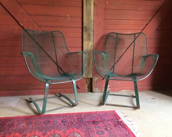 Pair of Russell Woodard sculptura high back rocking chairs