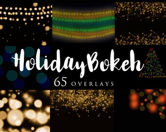 65 Holiday Bokeh Overlays, Christmas Lights, Overlays, Professional Photographer, Editing tool, Photoshop
