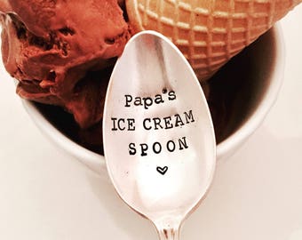 Papa's ice cream, Daddy's ice cream spoon, personalized ice cream spoon spoon, ice cream lover gift, Flynn and Grace
