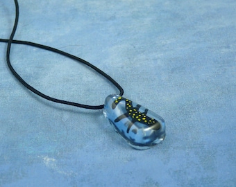 Encapsulated Spotted Salamander Specimen Necklace, Handmade Biology Jewelry