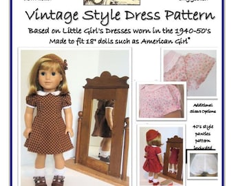Vintage Style Doll Dress Pattern for 18" AG dolls