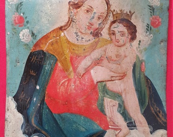 Mexican Retablo Our Lady, Refuge of Sinners 1800s