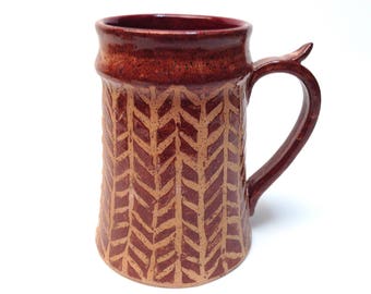 Seconds Rust Colored Chevron Patterned Beer Stein