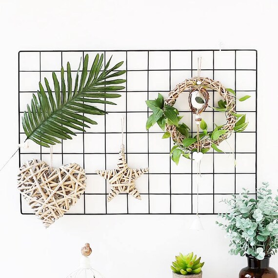 Grid Photo Wall Wire Mesh Display Panel Decorative Iron Rack